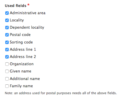 Address field configuration