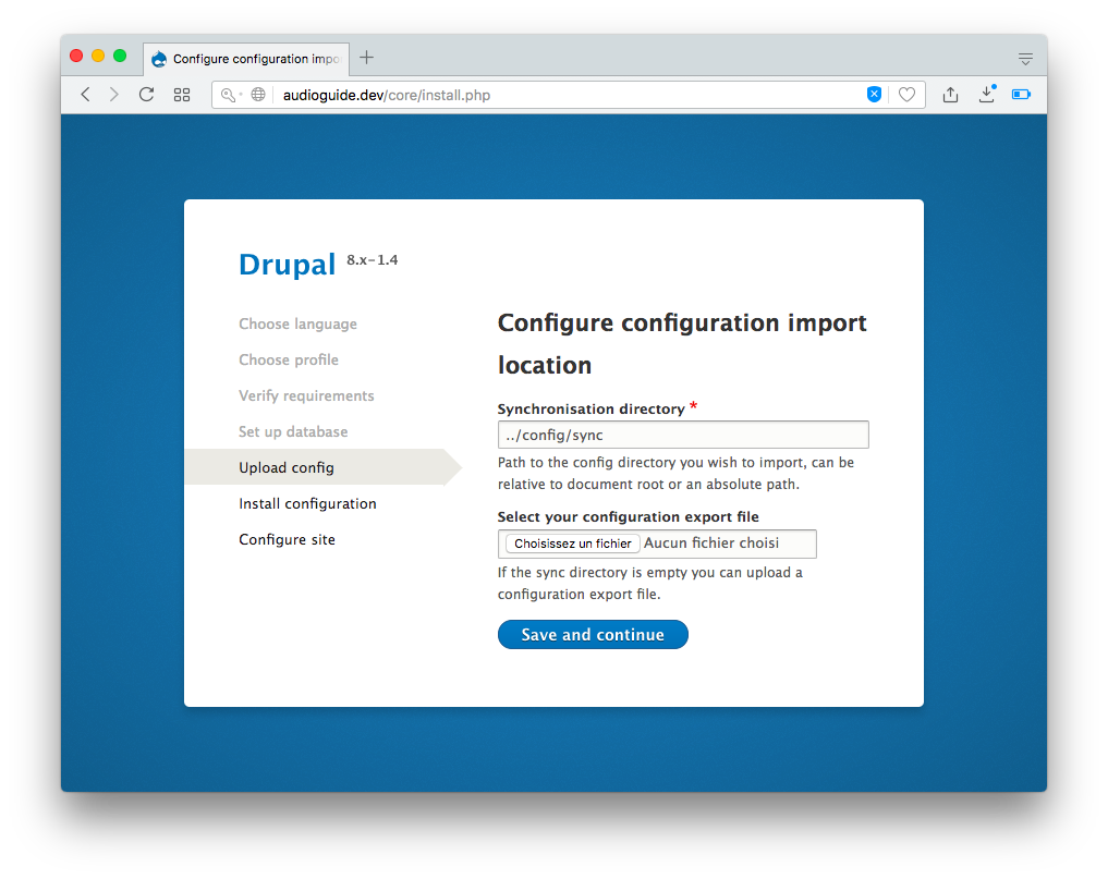 Drupal default config sync